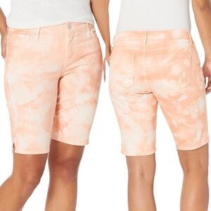 Gloria Vanderbilt Amanda Bermuda Shorts Peach Tie-Dye Stretch Denim Ladies 12